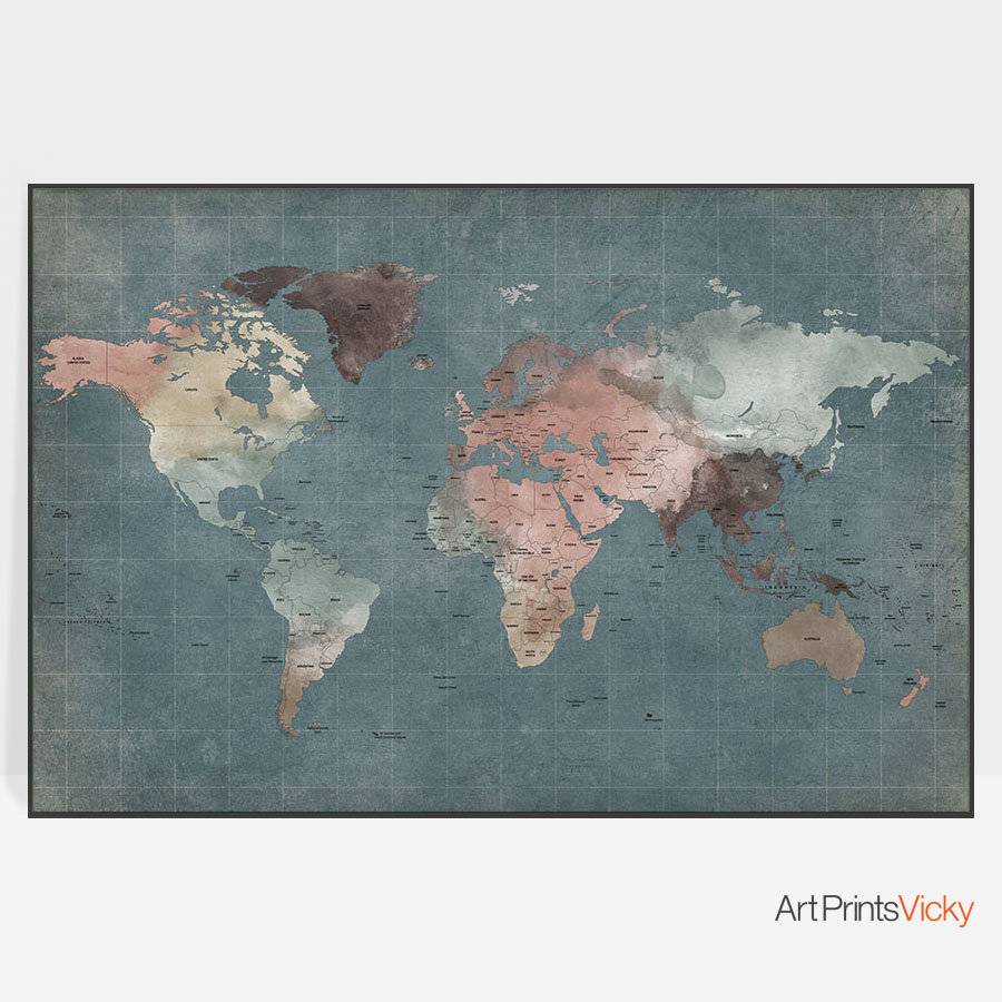 large wall art world map detailed world map travel map