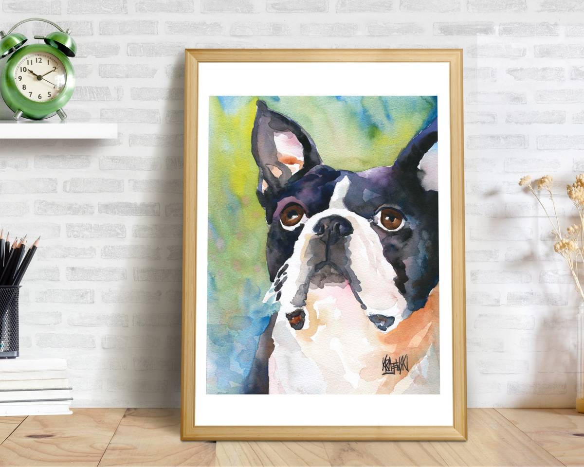 Boston Terrier Wall Art, Dog Lover Art, Print Watercolor Painting, Dog ...