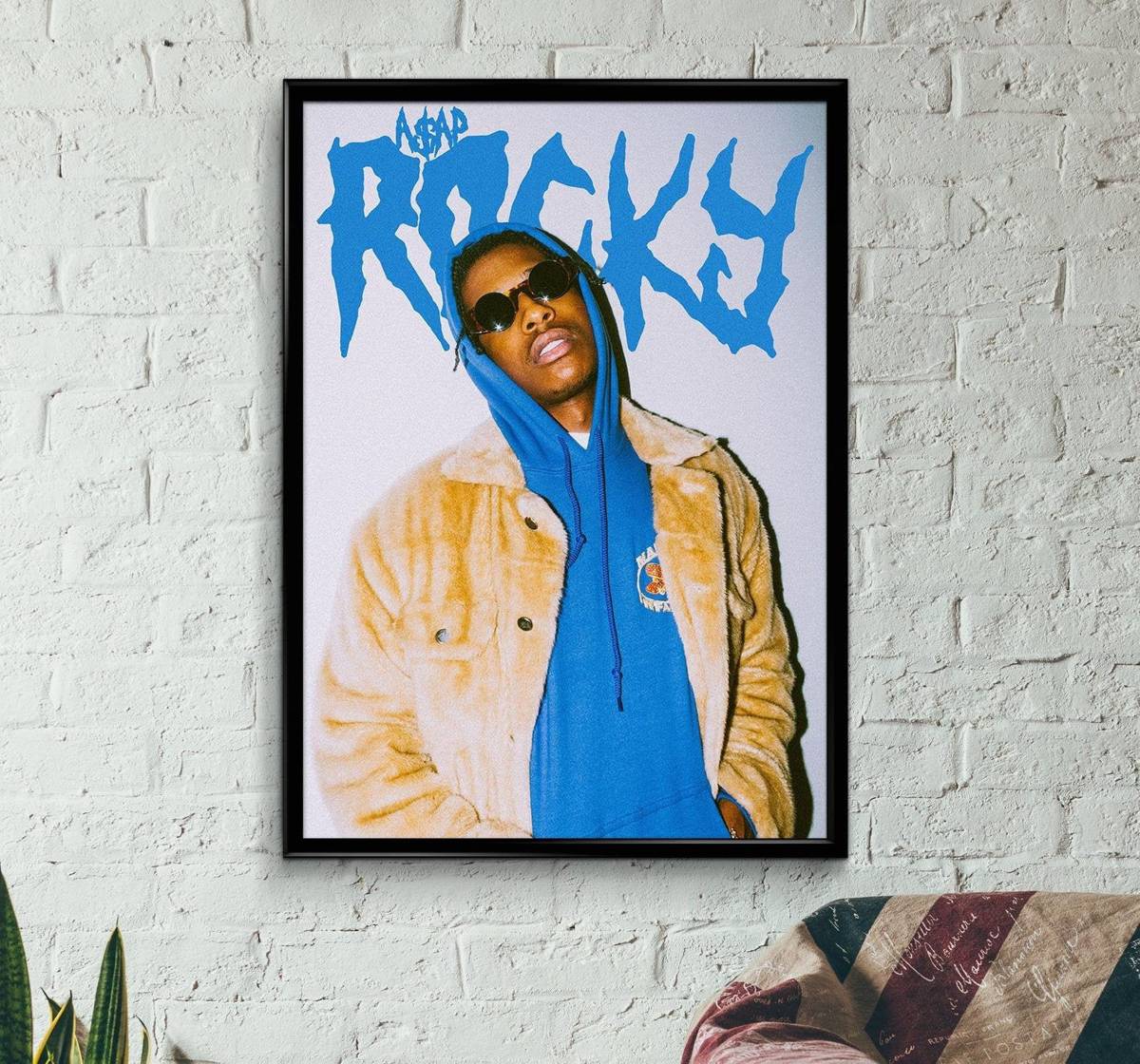 Asap Rocky Wall Art Poster Canvas Print Wooden Hanging Scroll Frame Royal Decor Home
