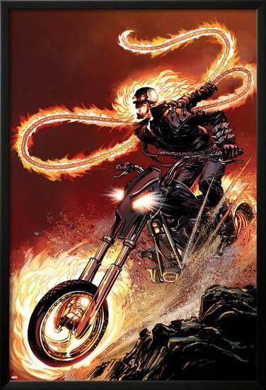 Ghost Rider No.1: Ghost Rider Flaming And Riding A Motorcycle – Poster ...