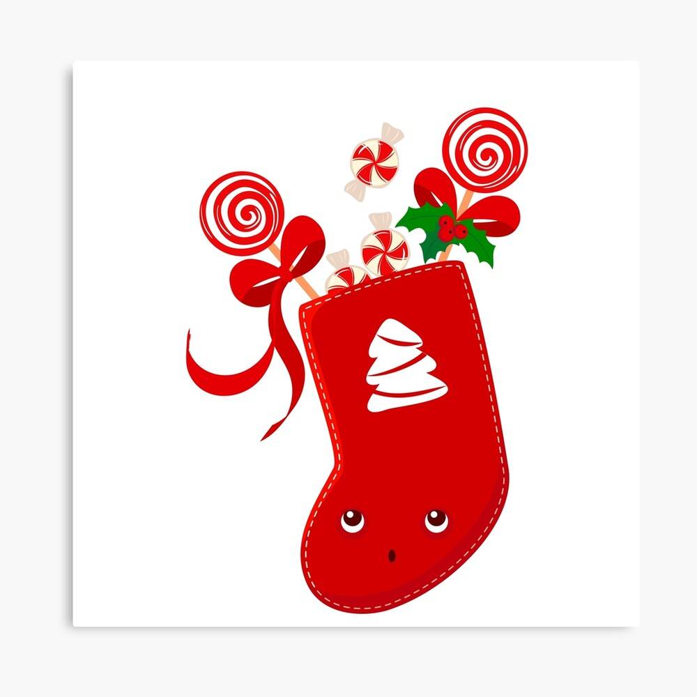Christmas Stocking Xmas Candy Cane Magic Sock – Poster - Canvas Print ...