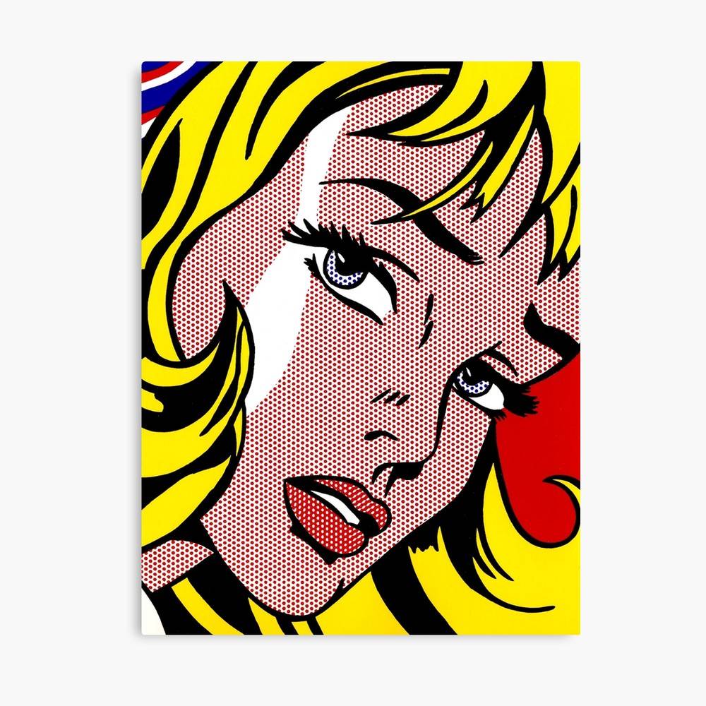 Pop Art Girl Face Roy Lichtenstein – Poster - Canvas Print - Wooden