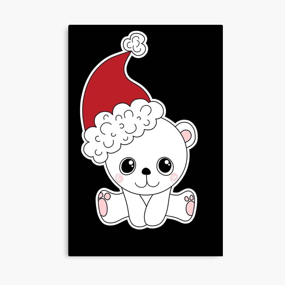 Cute Christmas Polar Bear In Santa Hat – Poster - Canvas Print - Wooden ...