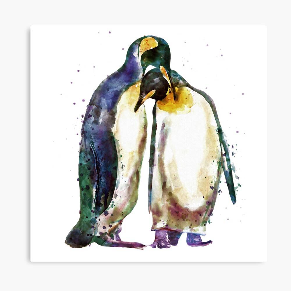 Penguin Couple Penguins Birds Bird Art Fine Art Watercolor – Poster ...