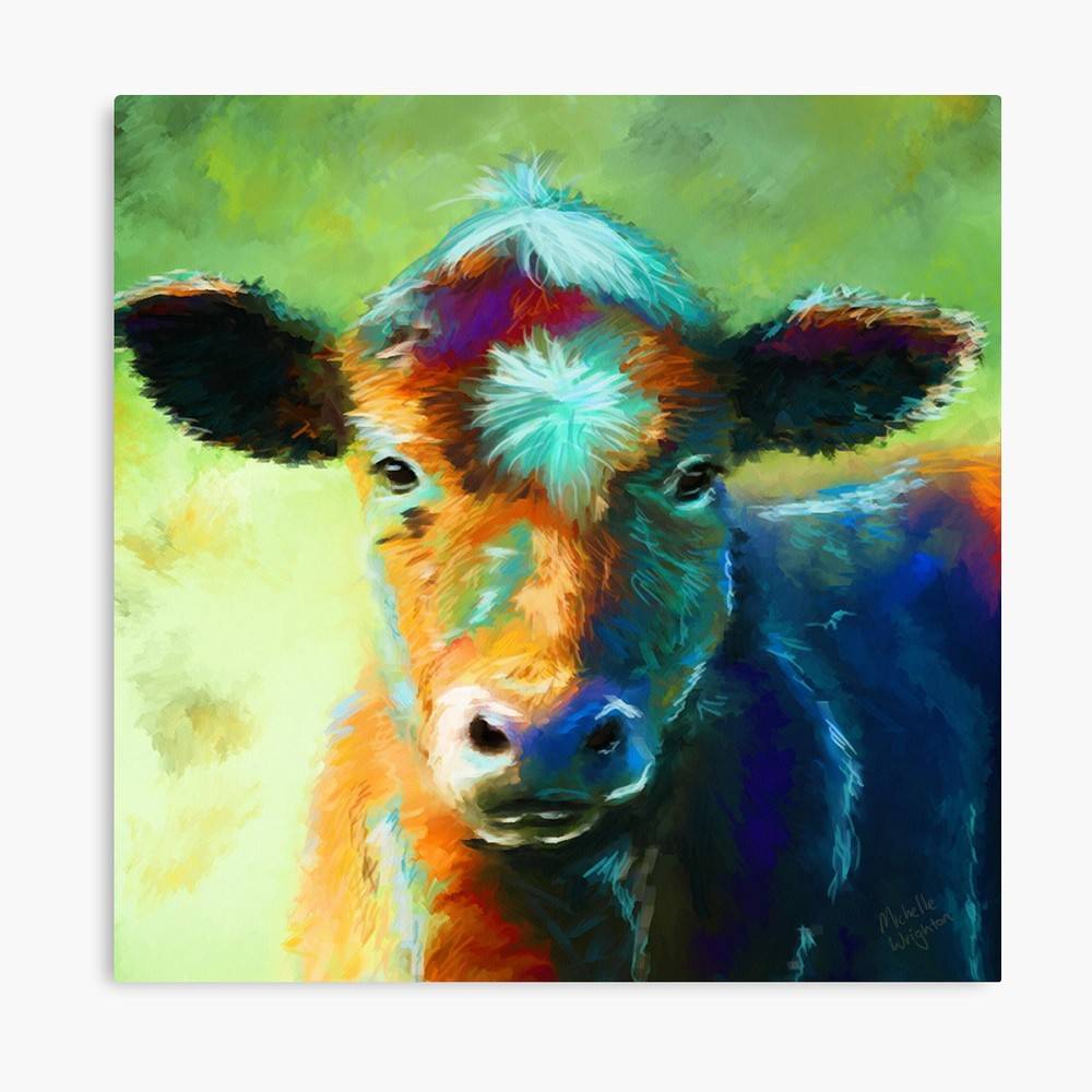 Colourful Calf Painting Cow Cow Art Cows Baby – Poster - Canvas Print ...