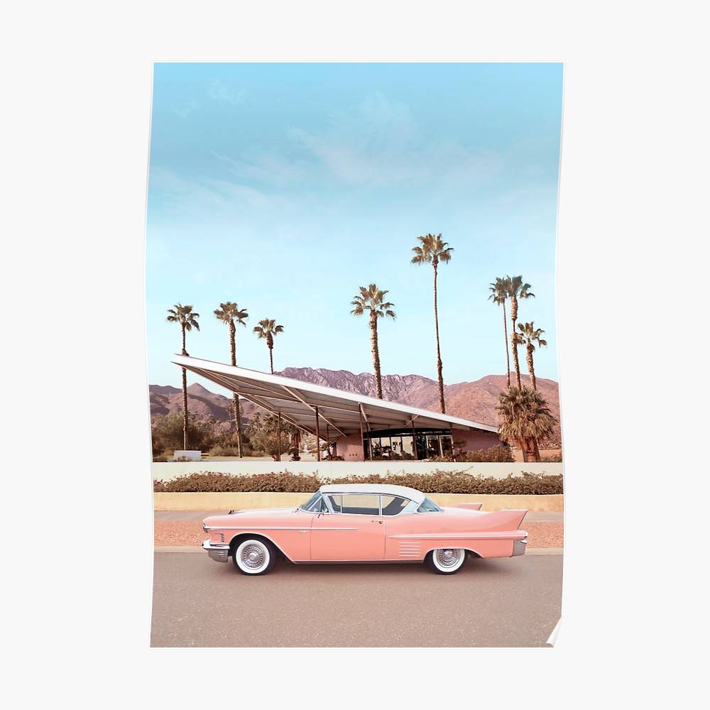 Palm Springs Car California America Desert Pastel Summer – Poster ...