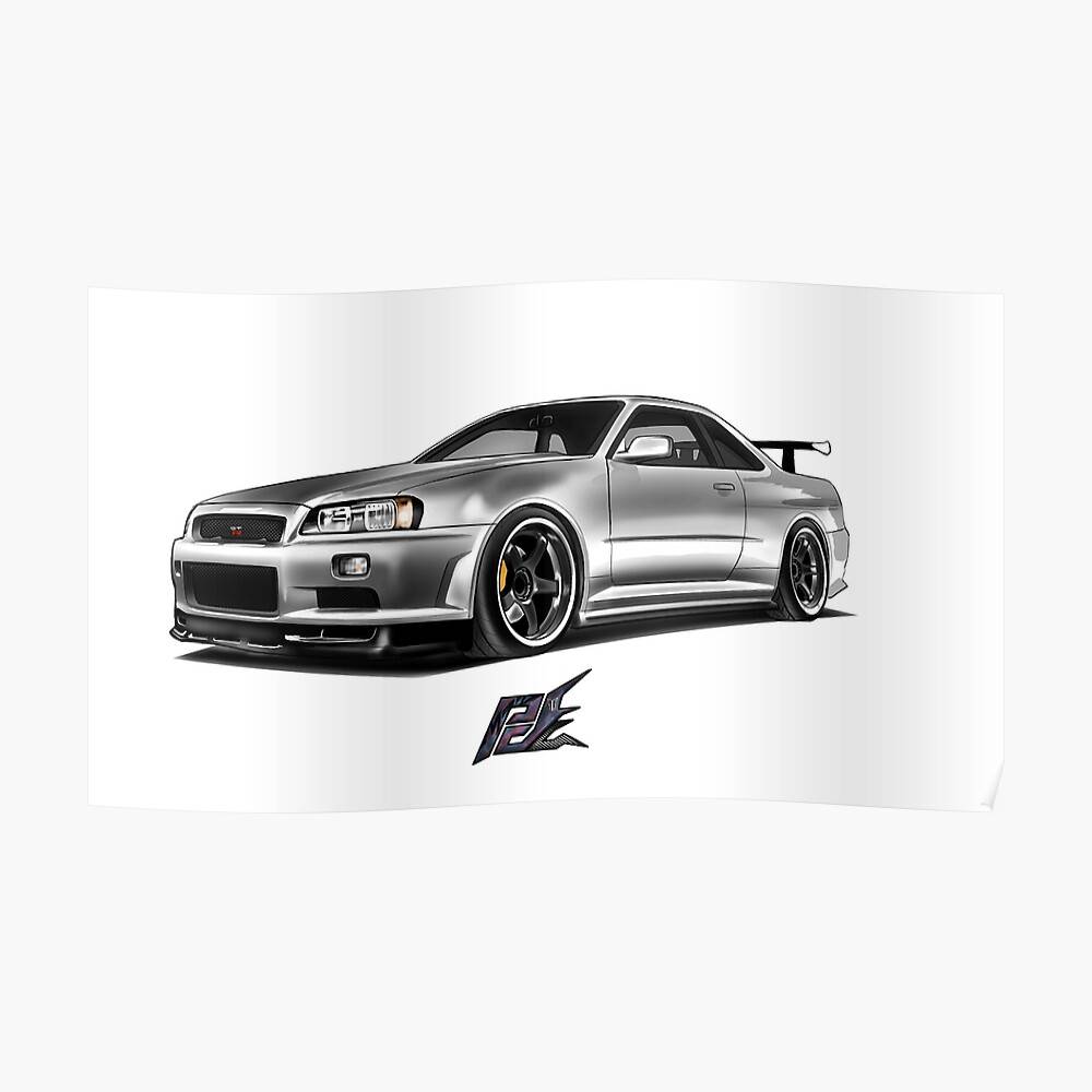 Nissan Skyline Gtr R34 Car Transportation Modern Modified – Poster ...