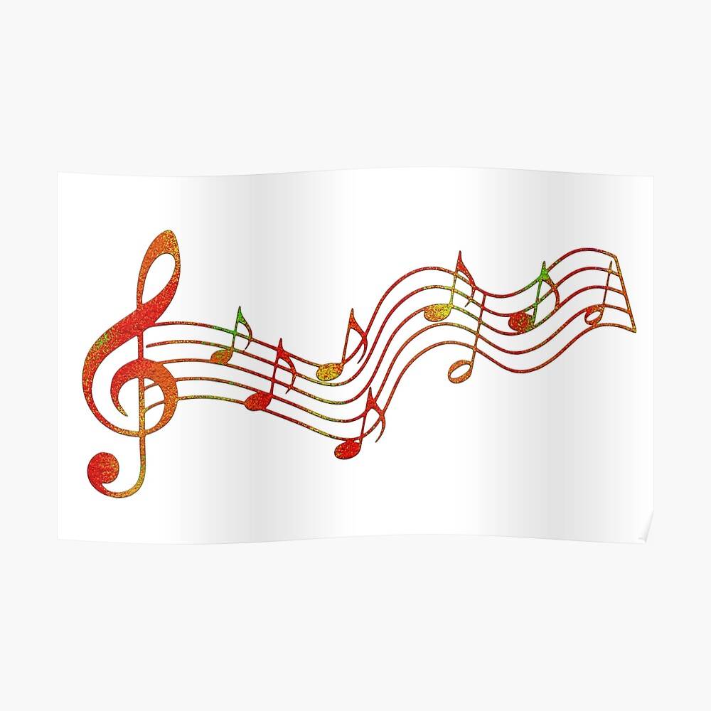 Colorful Music Note Notes Musical Clef – Poster - Canvas Print - Wooden ...