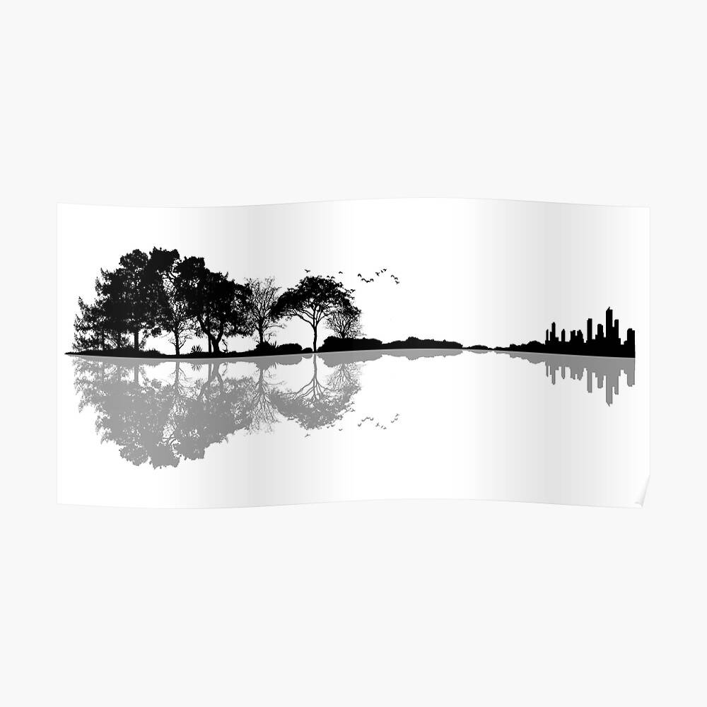 Nature Guitar Tree Trees Silhouette Artistic – Poster - Canvas Print ...