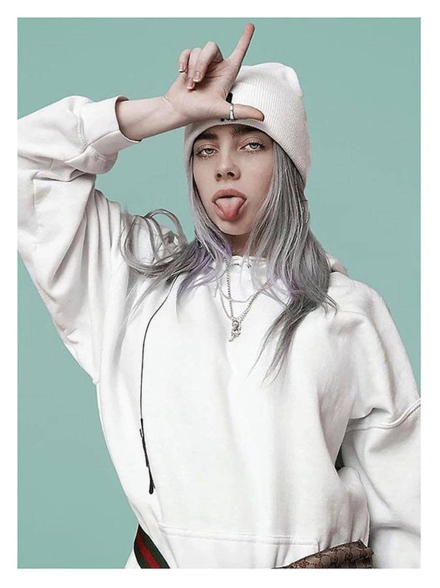 Billie Eilish Poster Canvas Print Wooden Hanging Scroll Frame Royal Decor Home