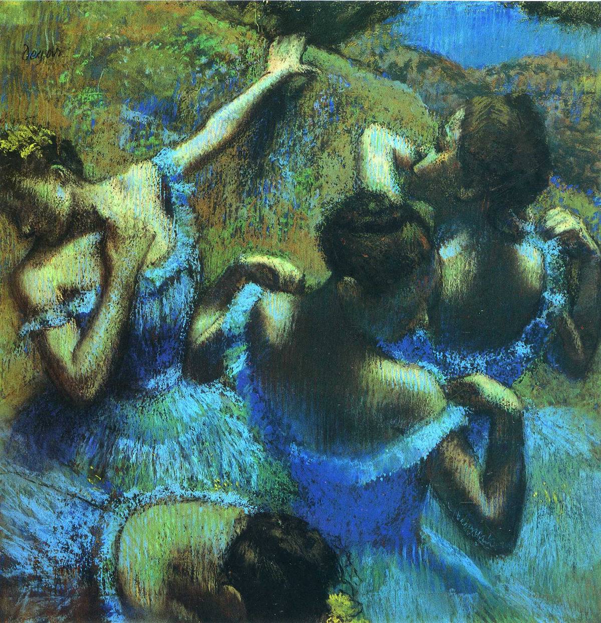 Blue Dancers Edgar Degas 1899 Poster Canvas Print Wooden Hanging Scroll Frame Royal 