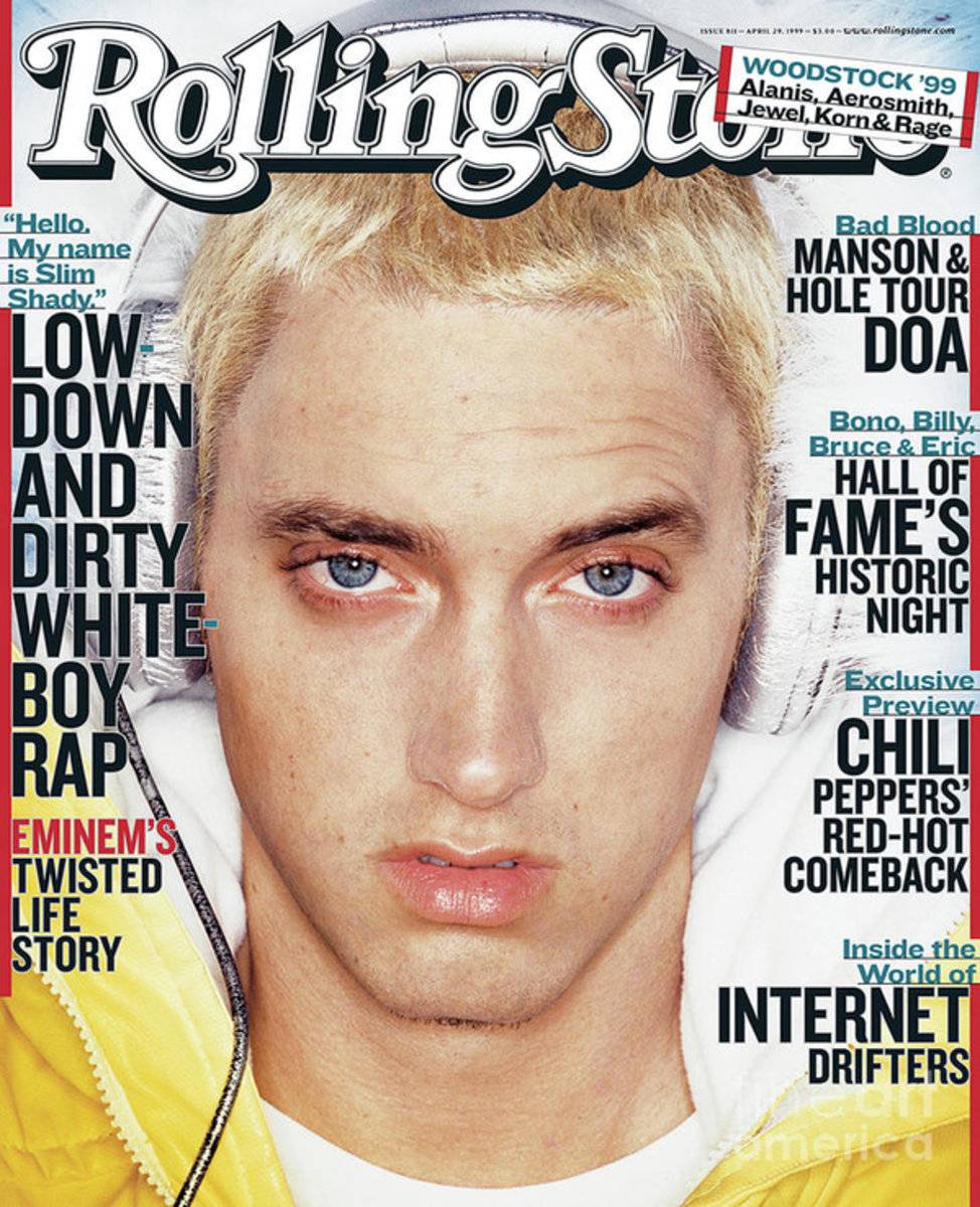 Rolling Stone Cover - Volume #811 - 4/29/1999 - Eminem – Poster - Canvas  Print - Wooden Hanging Scroll Frame - Royal Decor Home